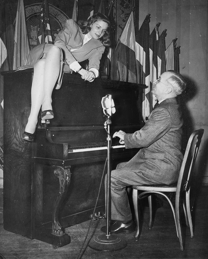 Then-Vice President Harry Truman and Lauren Bacall at the National Press Club in 1945.