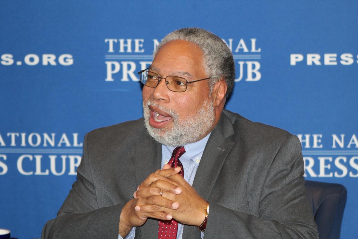 Smithsonian Secretary Lonnie G Bunch answering questions from the audience about his new book “A Fool’s Errand: Creating the National Museum of African American History and Culture in the Age of Bush, Obama and Trump" at the press club.