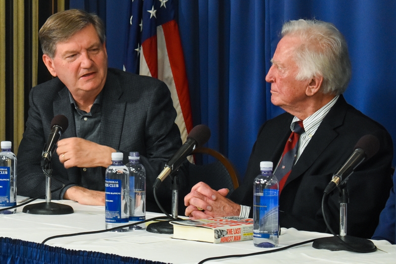 Author James Risen (l) and former Sen. Gary Hart (D-Col.) headlined the Club event. Photo by Alan Kotok