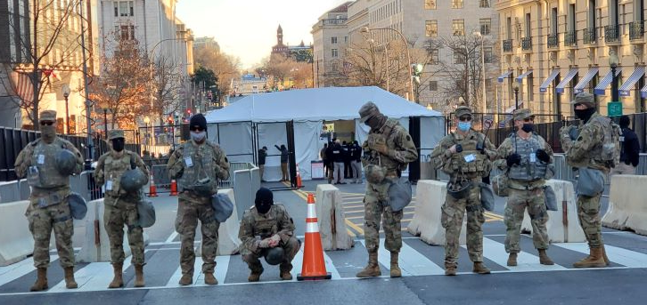 National Guard troops in front of National Press Building