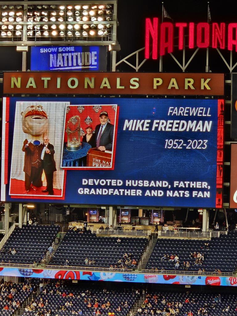 Washington Nationals honor the late Michael Freedman with scoreboard  tribute