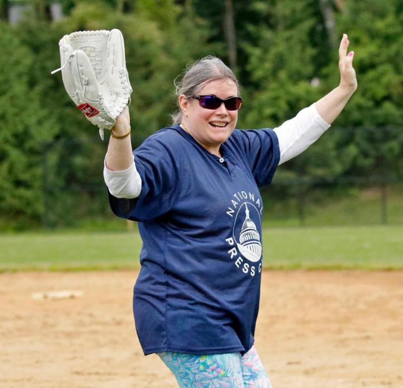 Laura Faul of the NPC co-ed softball team at East Norbeck Park, Saturday, June 19, 2021. Photo by MMSL Commissioner Dennis Tuttle