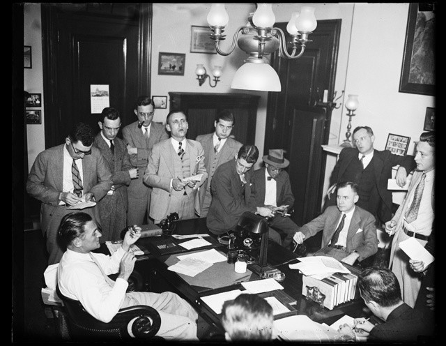 Senators meet with press on Capitol Hill in 1935