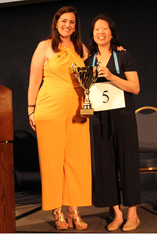 Photo of Spelling Bee winner Amy Wang and Club President Jen Judson.