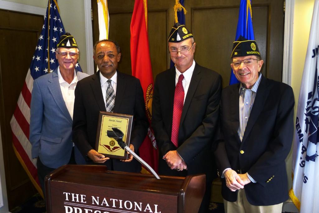 Mesfin Mekonen is honored by American Legion Post 20.